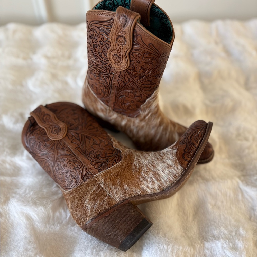 MYRA- KELSEY ANNE HAIR ON HIDE & HAND TOOLED LEATHER BOOTS